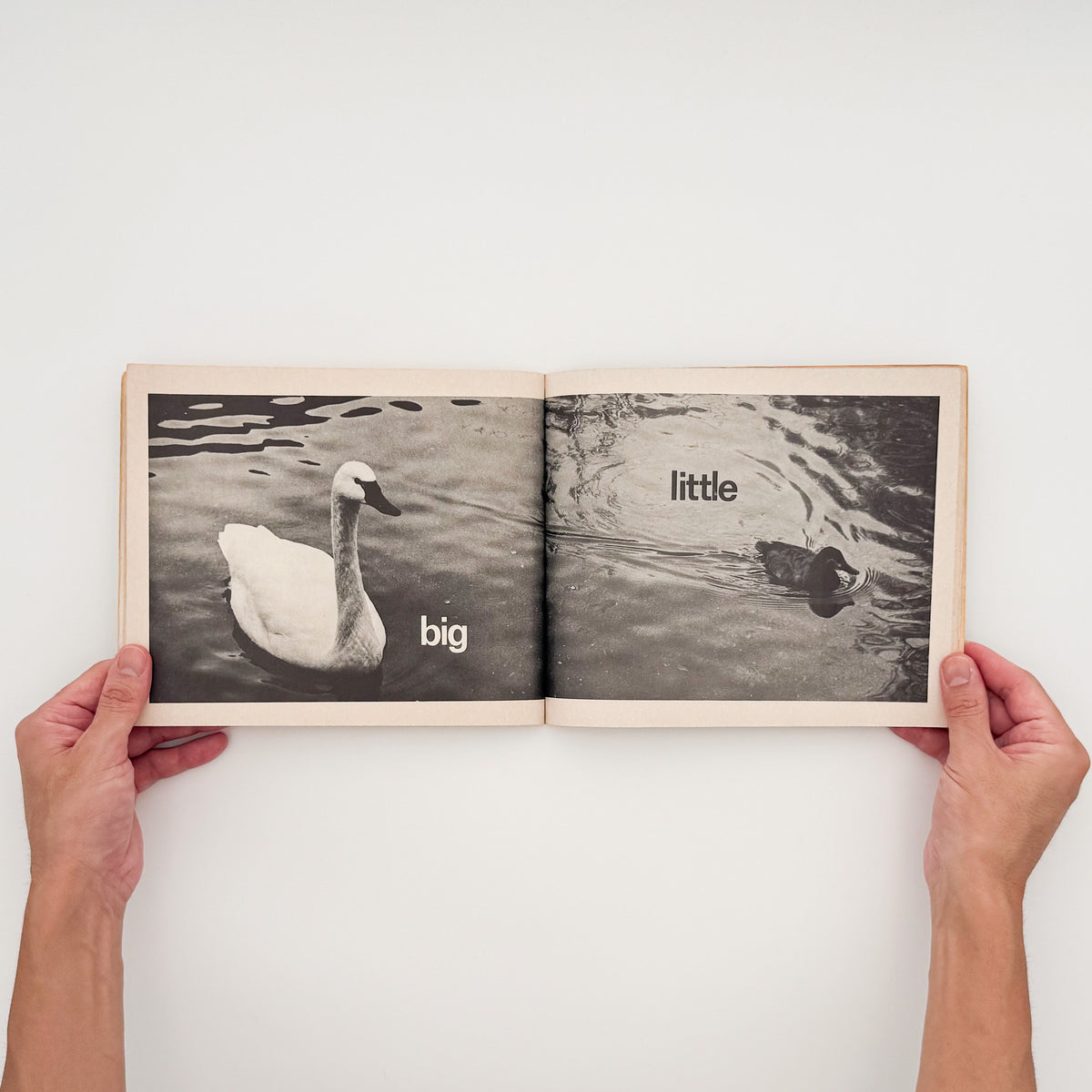 タナ・ホーバン『Push, Pull, Empty, Full: A Book of Opposites』。日常の人物や物を写したモノクロ写真で反対語を表現した、1976年Collier Books刊の写真絵本。