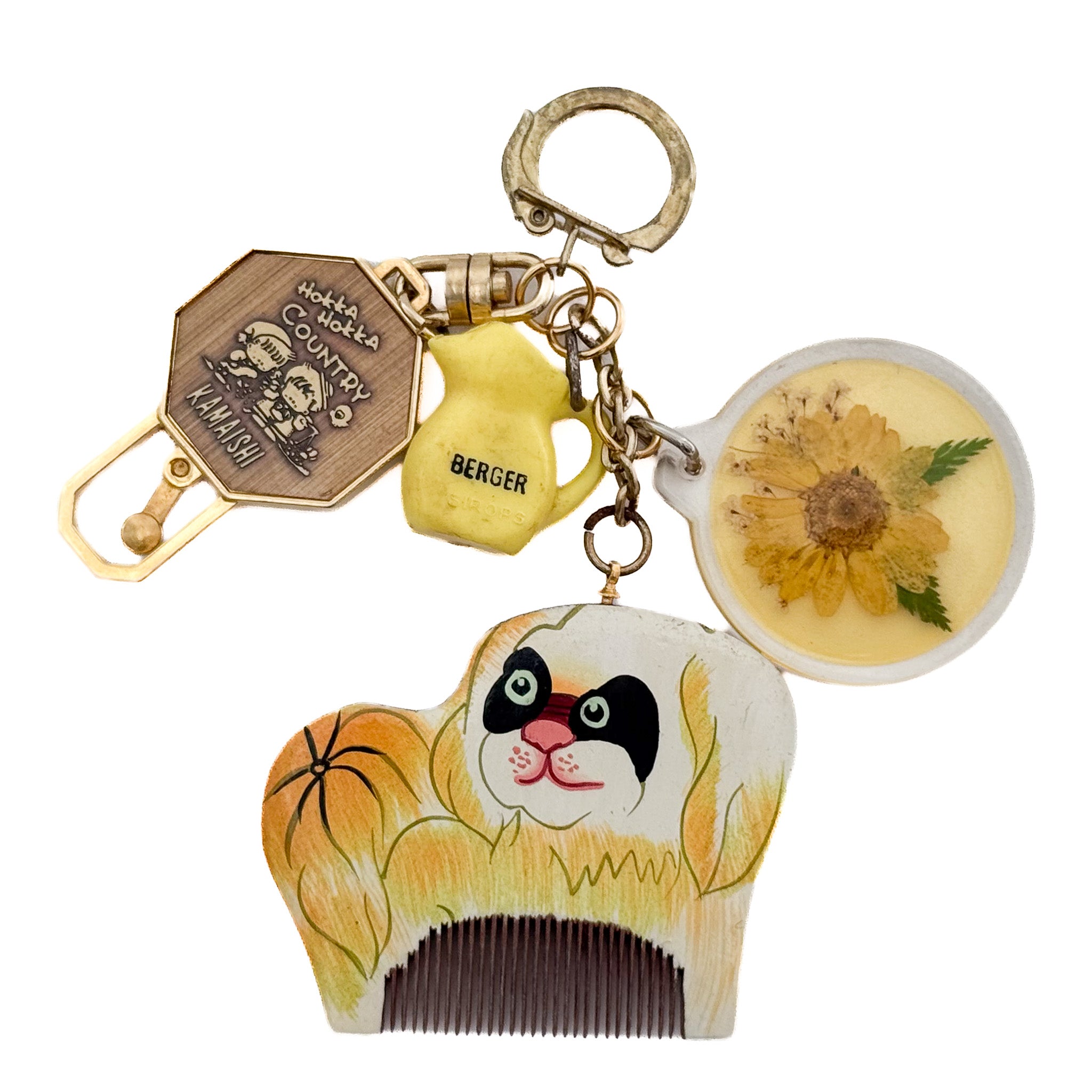 ハンドメイドキーホルダー1418 MIKI YAMAMOTO : キーリング “Yellow Dog”｜文福 BUNBUKU