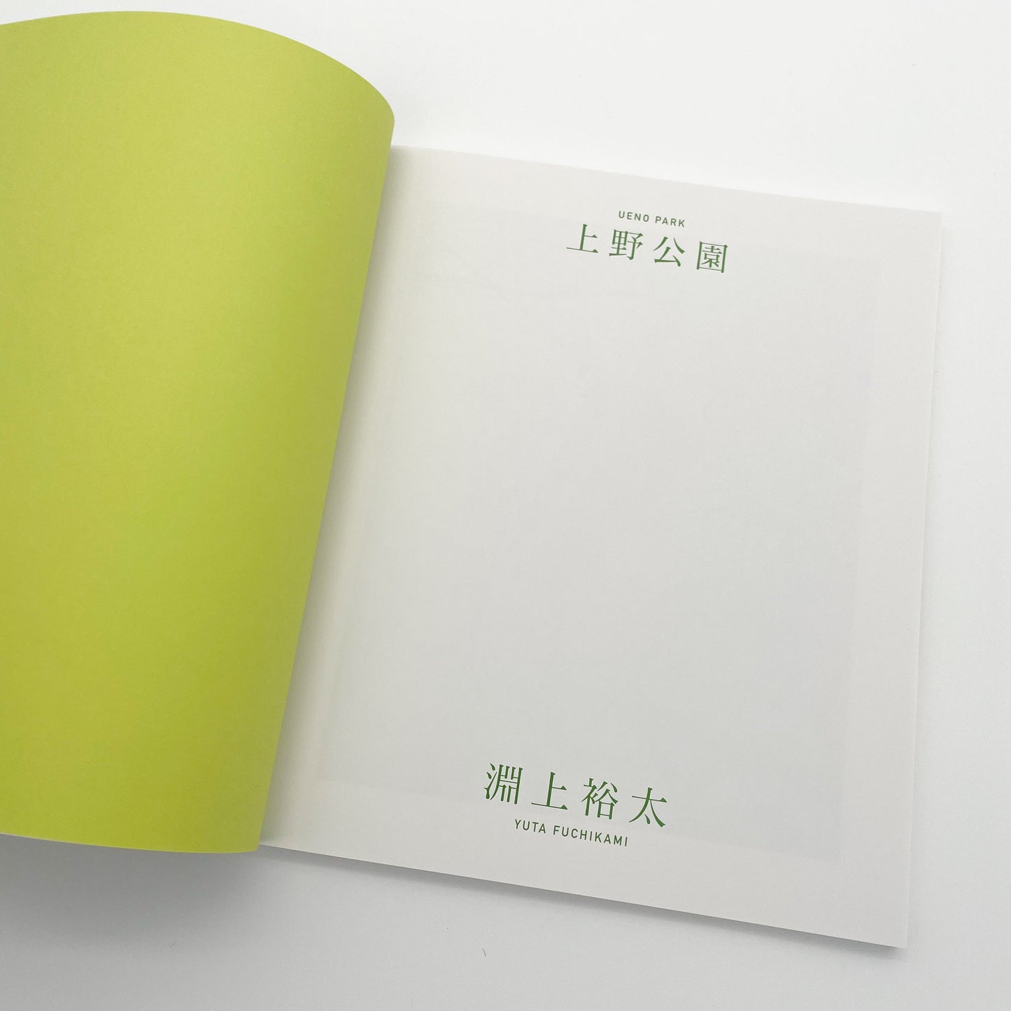 淵上裕太写真集/上野公園  (塩竈フォトフェスティバル)　扉（タイトル）